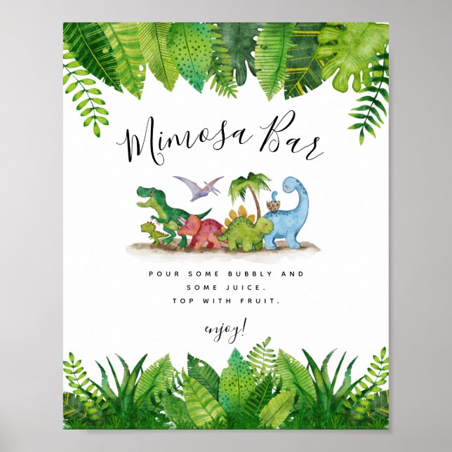Póster Poster Baby Shower de Dinosaur Bar Mimosa (Frente)