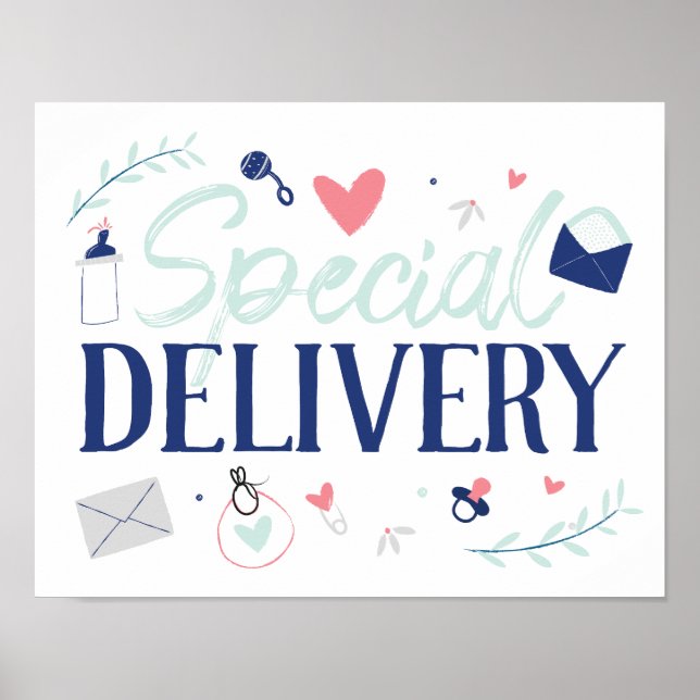 Póster Poster Baby Shower de entrega especial (Frente)