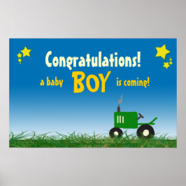Póster Poster Baby Shower de Green Tractor: Boy