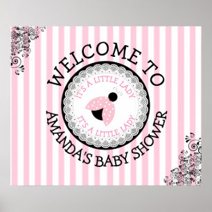 Póster Poster Baby Shower de Ladybug Rosa Personalizado