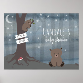 Póster Poster Baby Shower de Night Woodland Bear