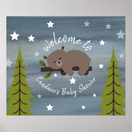 Póster poster Baby Shower de oso somnoliento de 24" x 20"