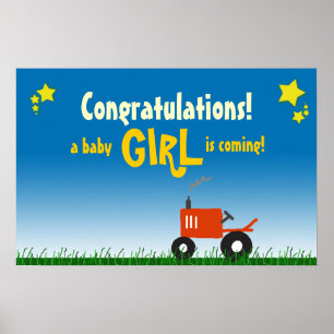 Póster Poster Baby Shower de Red Tractor: Chica
