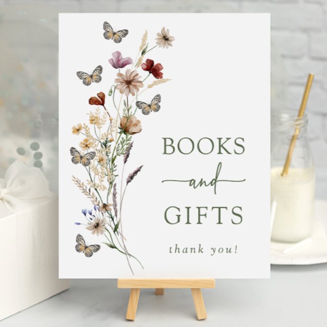 Póster Poster Baby Shower de Regalos de Mariposa Verde (Sage Green Butterfly Gifts Baby Shower Poster by Painted Paperie
)