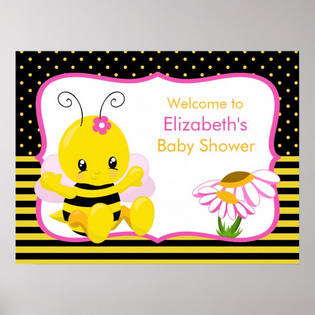 Póster Poster Baby Shower de Sweet Baby Bee Chica (Frente)