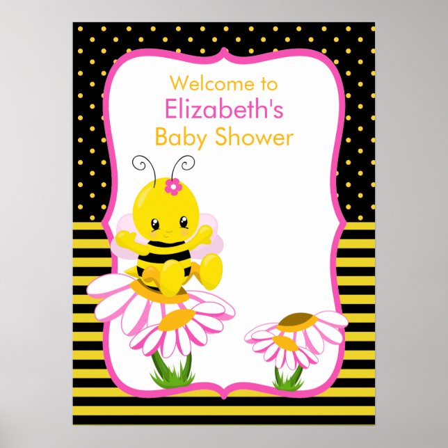 Póster Poster Baby Shower de Sweet Baby Bee Chica (Frente)