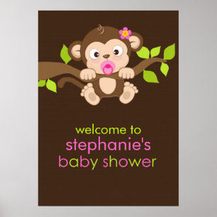Póster Poster Baby Shower de un pequeño Chica de monos li