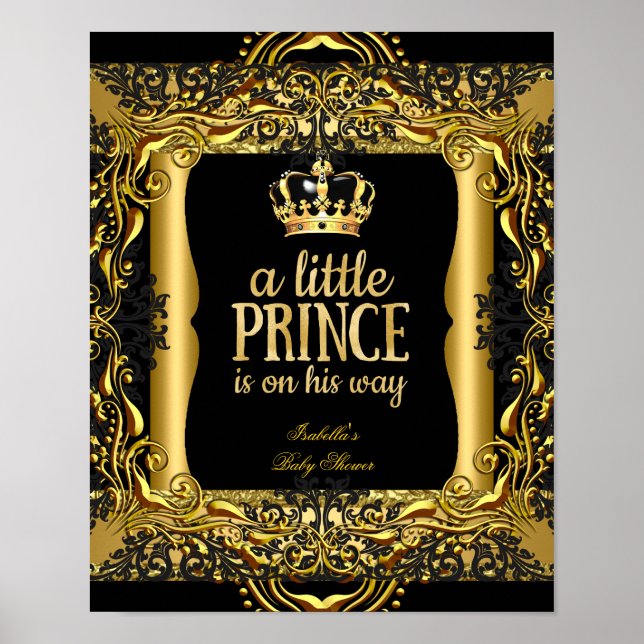 Póster Poster Baby Shower Little Prince Gold Black (Frente)