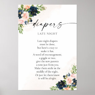 Póster Poster Baby Shower Navy Rubor Pink Floral