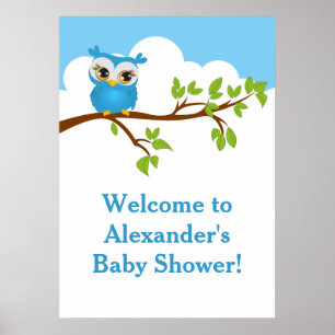 Póster Poster Baby Shower Sweet Baby Owl Boy
