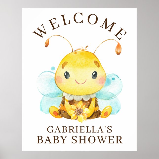 Póster Poster Baby Shower Sweet Little Honey Bee (Frente)