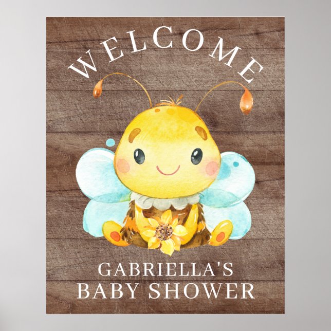 Póster Poster Baby Shower Sweet Little Honey Bee (Frente)