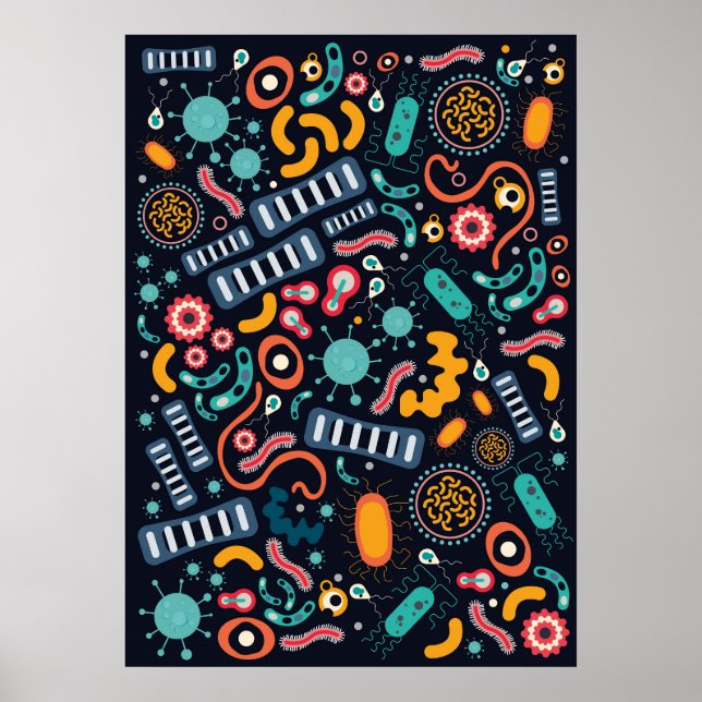 Póster Poster bacteriano adecuado para aula o dormitorio (Frente)