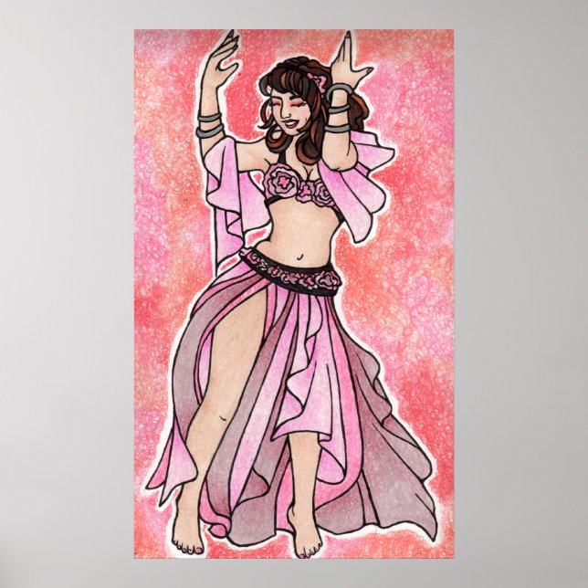 Póster Poster bailarina de danza del vientre rosa Habibi (Frente)
