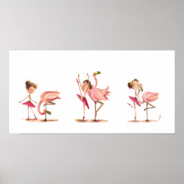 Póster Poster bailarina e flamingo
