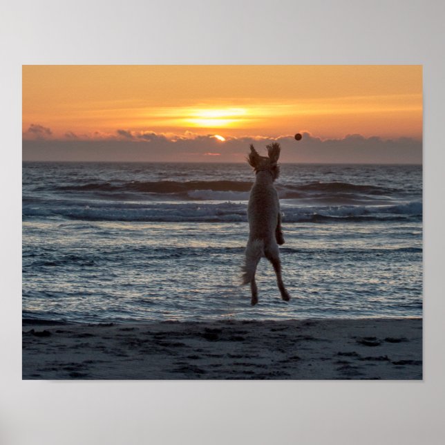 Póster poster Beach Sunset "Live Large" (14" x 11") (Frente)