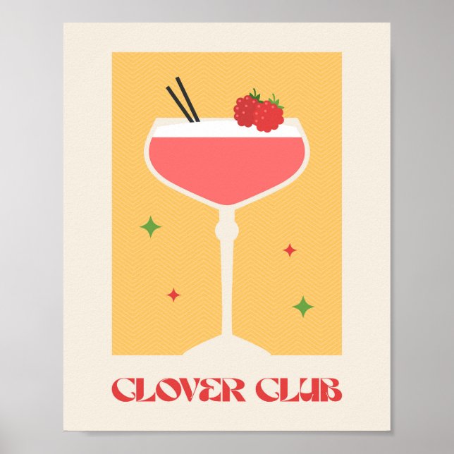 Póster Poster bebida Cocktail art Clover Club (Frente)