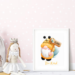 Póster poster bee kind gnome