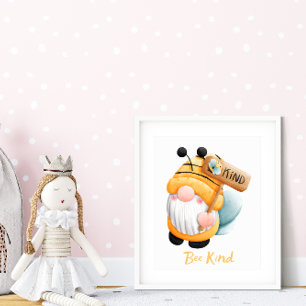 Póster poster bee kind gnome
