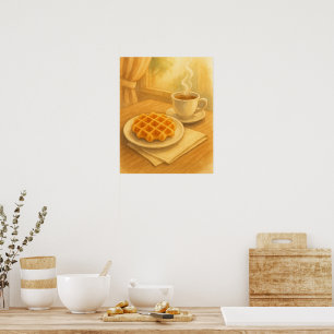 Póster Poster belga de Waffle & Coffee - Acogedor Café Sc