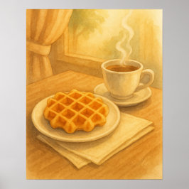 Póster Poster belga de Waffle & Coffee - Acogedor Café Sc