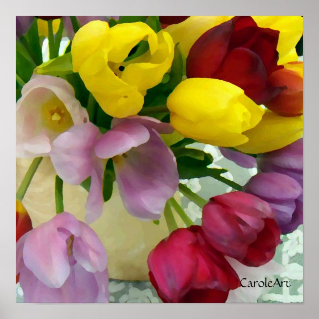 Póster poster Bella Artes "Tulips Bouquet pintado" (Frente)
