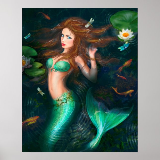 Póster Poster-bella sirena en el lago (Frente)