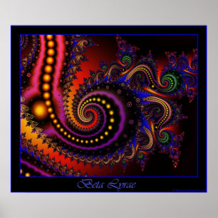 Póster Poster Beta Lyrae - borde azul