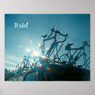 Póster Poster - Bicicletas con arco iris