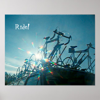 Póster Poster - Bicicletas con arco iris