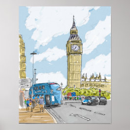 Póster Poster Big Ben London Watercolor
