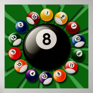 PÓSTER POSTER BILLIARDS BALLS