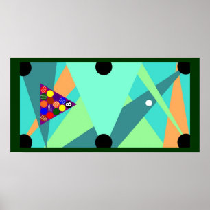 Póster POSTER BILLIARDS Pool Table ABSTRAW Racks&Ready