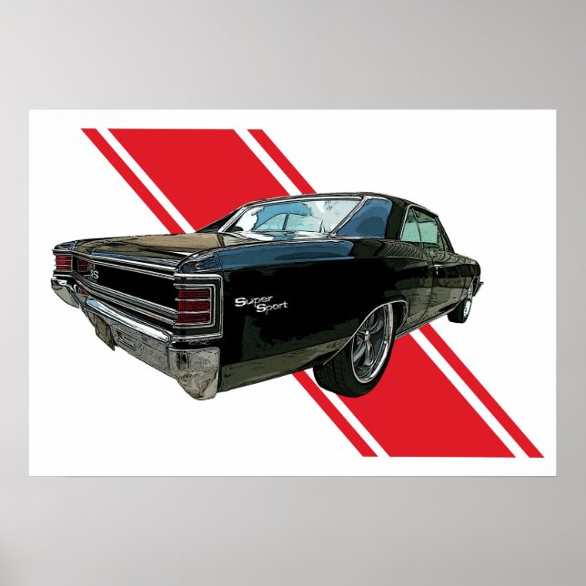 Póster Poster Black 1967 Chevelle SS (Frente)