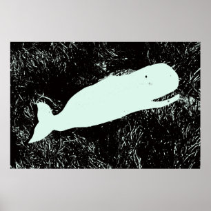 Póster poster blanco de ballenas riéndose