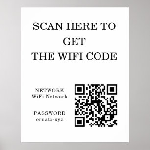 Póster Poster blanco de código QR de WiFi - Buscar acceso