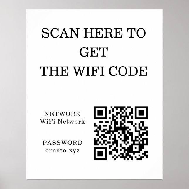 Póster Poster blanco de código QR de WiFi - Buscar acceso (Frente)