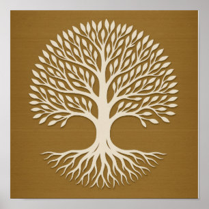 Póster Poster Blanco del Bronce en el árbol de la vida