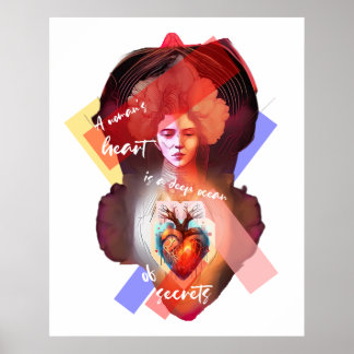 Póster Poster blanco del corazón de una mujer