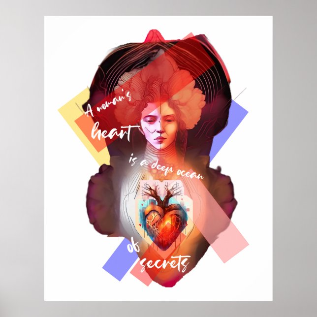 Póster Poster blanco del corazón de una mujer (Frente)