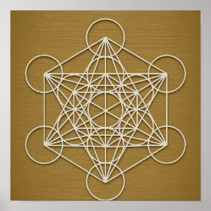 Póster Poster blanco del cubo de bronce de Metatron