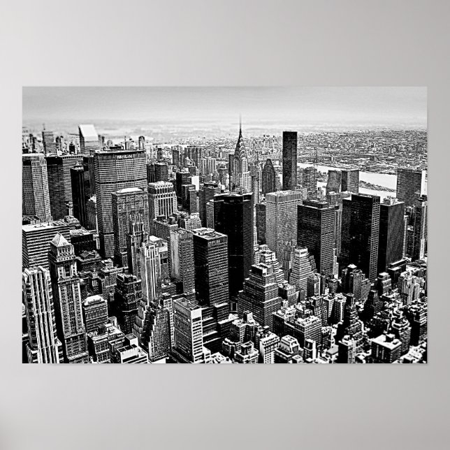 Póster Poster blanco negro de la ciudad de Nueva York (Frente)