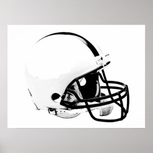Póster Poster blanco negro del casco de fútbol americano