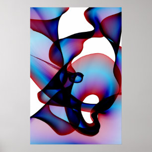 Póster Poster blanco y azul rojo abstracto