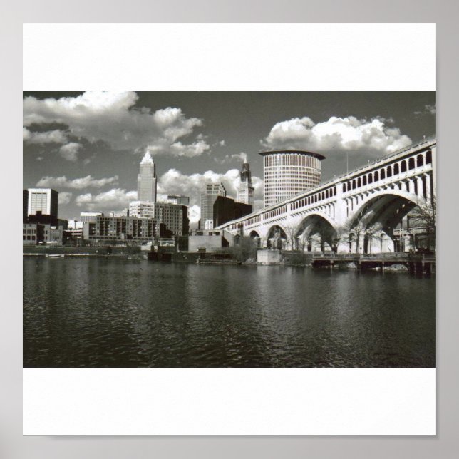 Póster Poster blanco y negro de Cleveland (Frente)