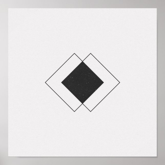 Póster Poster blanco y negro de diamante minimalista (Frente)