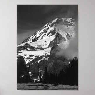 Póster Poster blanco y negro de Mount Rainier