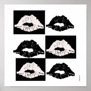 Póster poster blanco y negro del beso