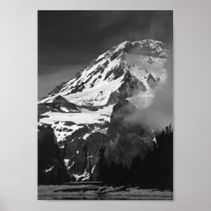 Póster Poster blanco y negro del Monte Rainier