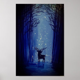 Póster Poster Blue Forest Winter Buck